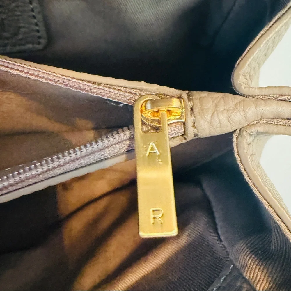 Angela Roi Pebbled Leather Clutch in Taupe
